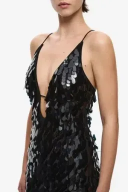 MISHA Sapphire Sequin Gown - Black - Size 8 for rent on The Volte - image 3