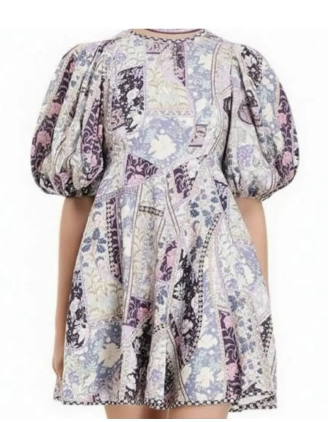 Zimmermann Celestial Day Mini Dress Lavender Swirl Floral Size 3 / AU 14 for rent on The Volte - main image