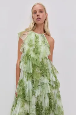 🌿 Aje Westlyn Gown in Olive Native Floral Size 10🌿 Maxi Dress for rent on The Volte - image 6
