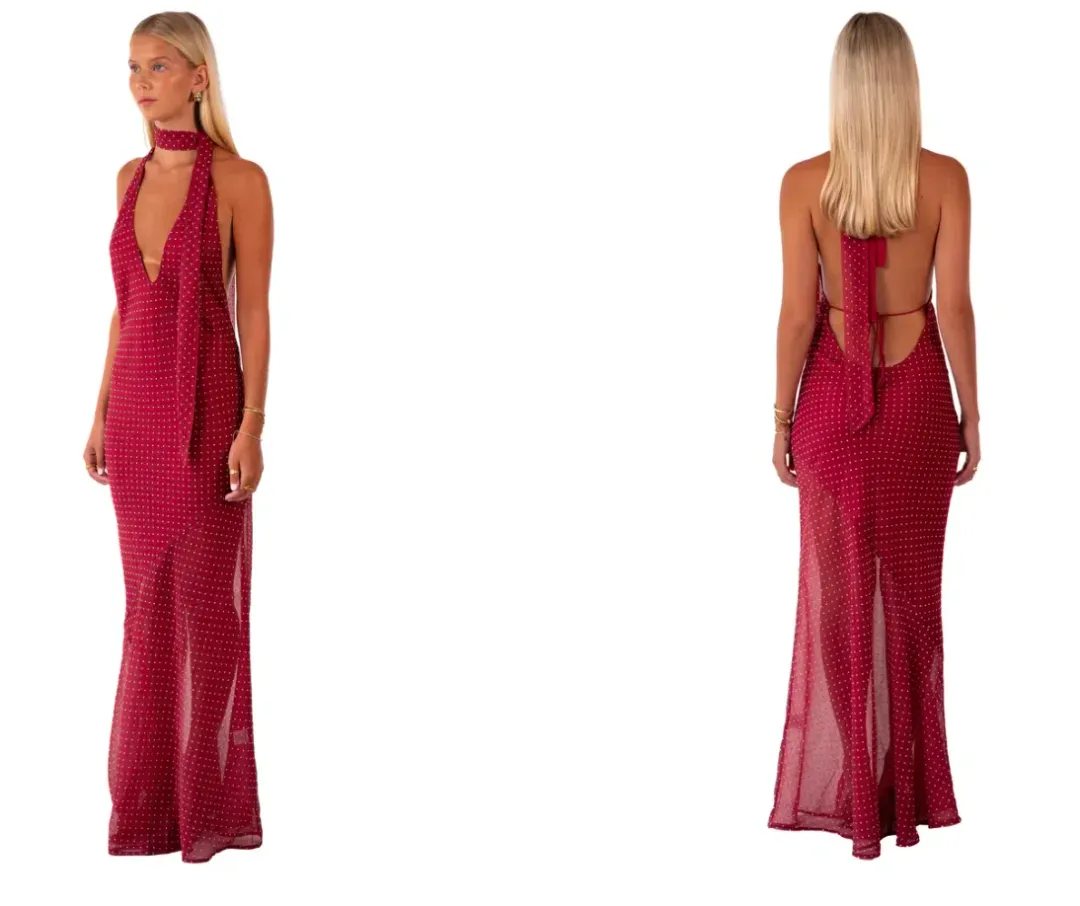 IAMDELILAH Jasmine Maxi Wine Size XL for rent on The Volte - main image