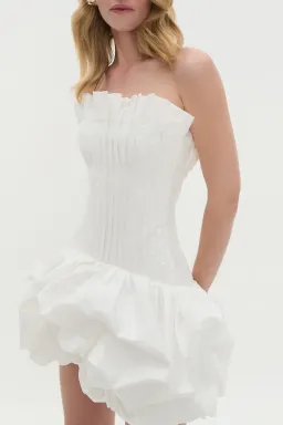 Brand New 🤍 AJE Ivy Bubble Hem Mini Dress - Size 12 - White 🤍 for rent on The Volte - image 3