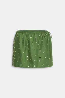 Venroy Beaded Silk Side Tie Mini Skirt for rent on The Volte - image 4