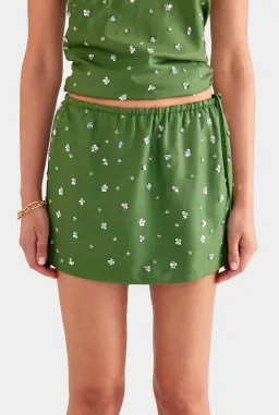 Venroy Beaded Silk Side Tie Mini Skirt for rent on The Volte - image 3