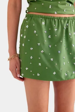 Venroy Beaded Silk Side Tie Mini Skirt for rent on The Volte - image 2