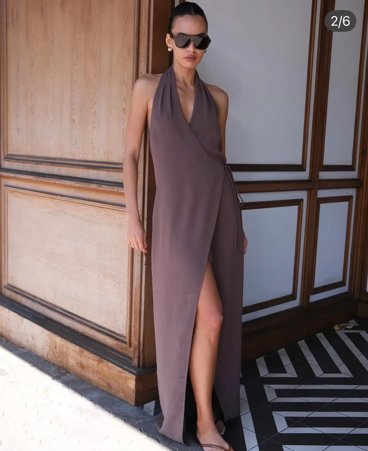 Henne Vida Wrap Dress Umber Size 8 for rent on The Volte - main image