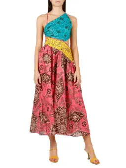Zimmermann Lulu Asymmetric Ruched Dress Print Size 8 for rent on The Volte - image 1