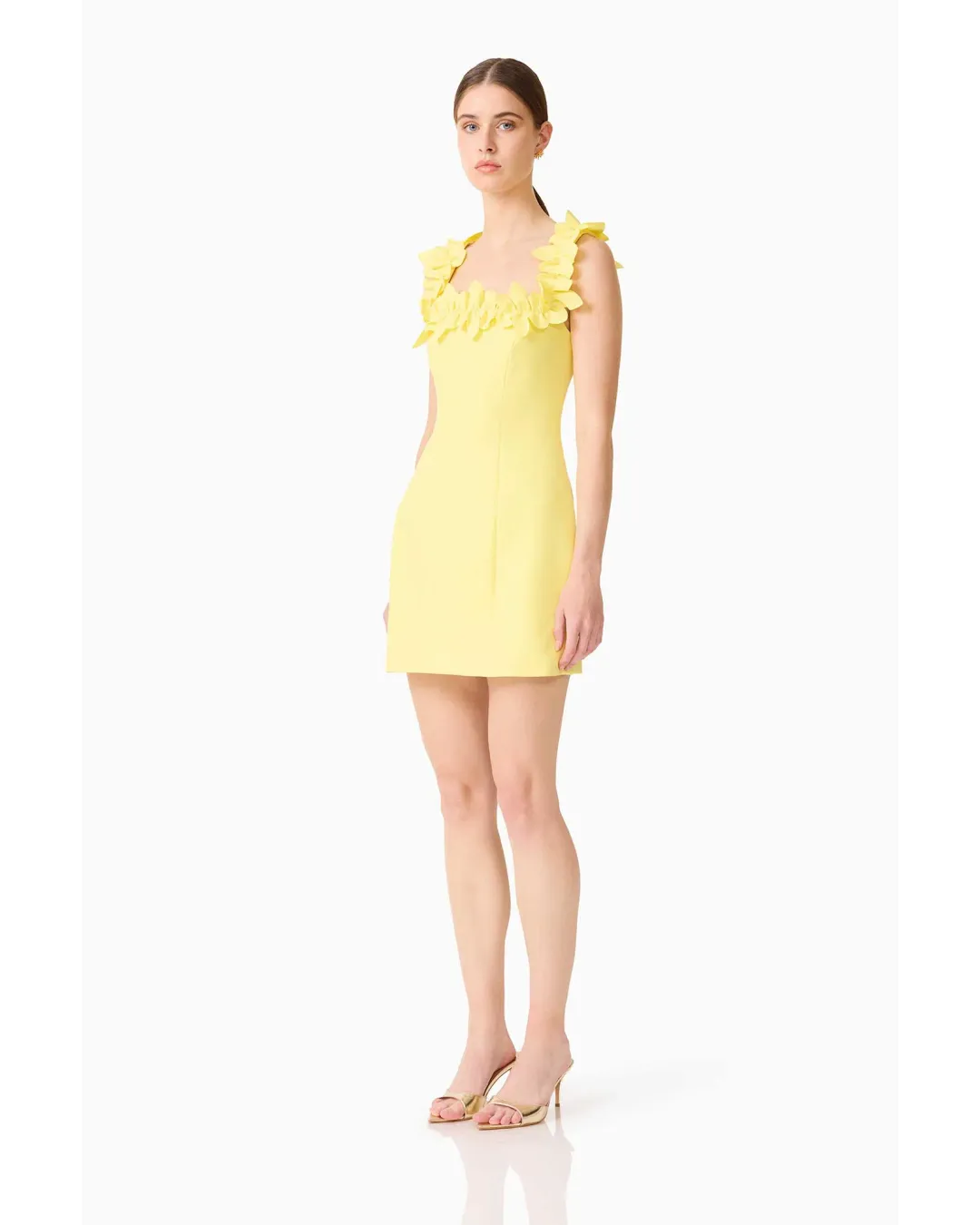ELLIATT Cara Square Neck Mini Dress in Yellow for rent on The Volte - main image