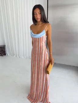 With Harper lu, Draped Slip Dress, Blush Stripe, size AU6  for rent on The Volte - image 1