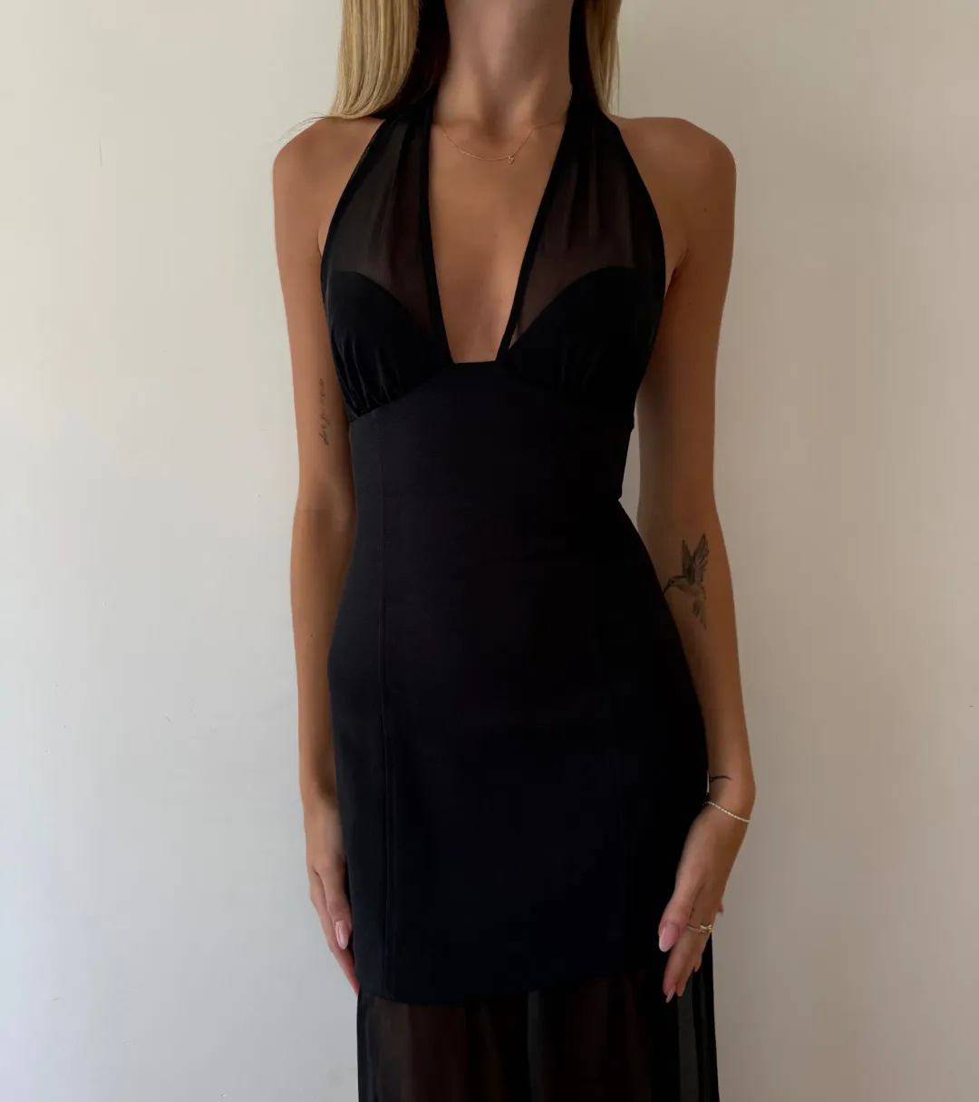 KOOKÄI Black Oyster Mesh Maxi Dress, size au4.  for rent on The Volte - main image