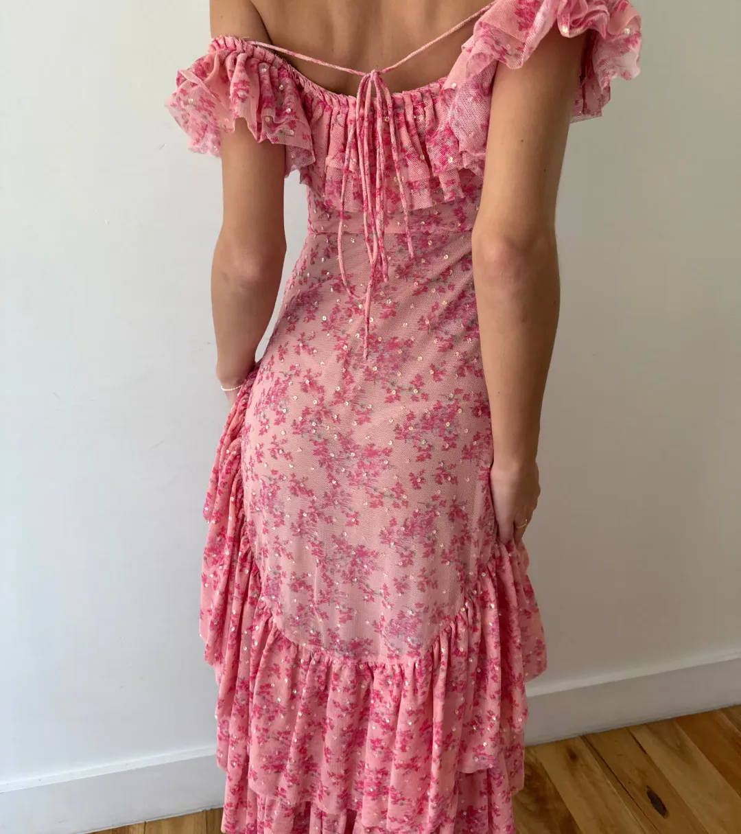 LoveShackFancy Winslow High-Low Dress, size 00, Autumn Rose  for rent on The Volte - main image