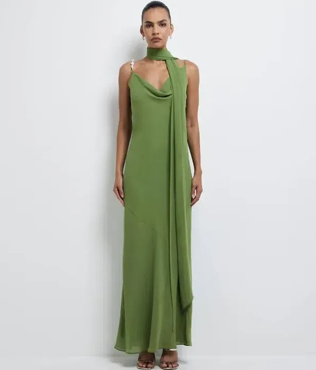 SHEIKE Anya Maxi Dress – Green (Includes Scarf) for rent on The Volte - main image