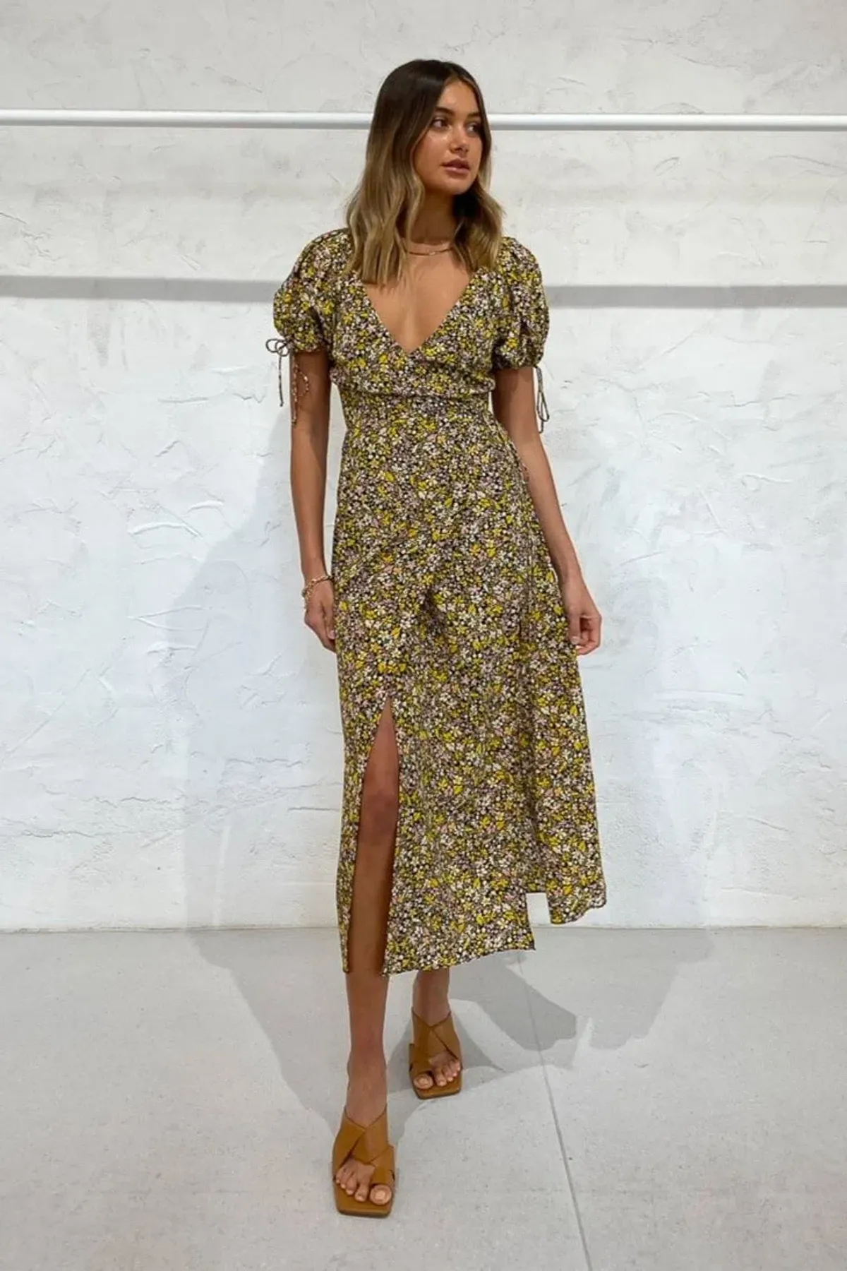 Bec & Bridge Maisie Silk Short Sleeve Midi Dress Print Size 8 for rent on The Volte - main image