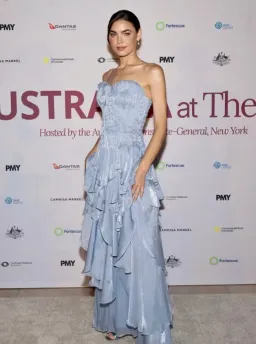 Aje Gleam Gown in Metallic Blue Size 6 for rent on The Volte - image 1