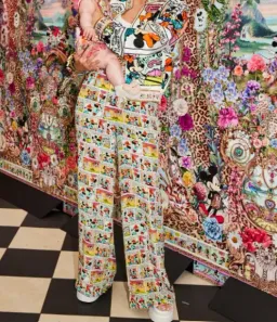 Camilla x Disney Silk Mickey Comic Strip Wide Leg Pants ONLY size S for rent on The Volte - image 1