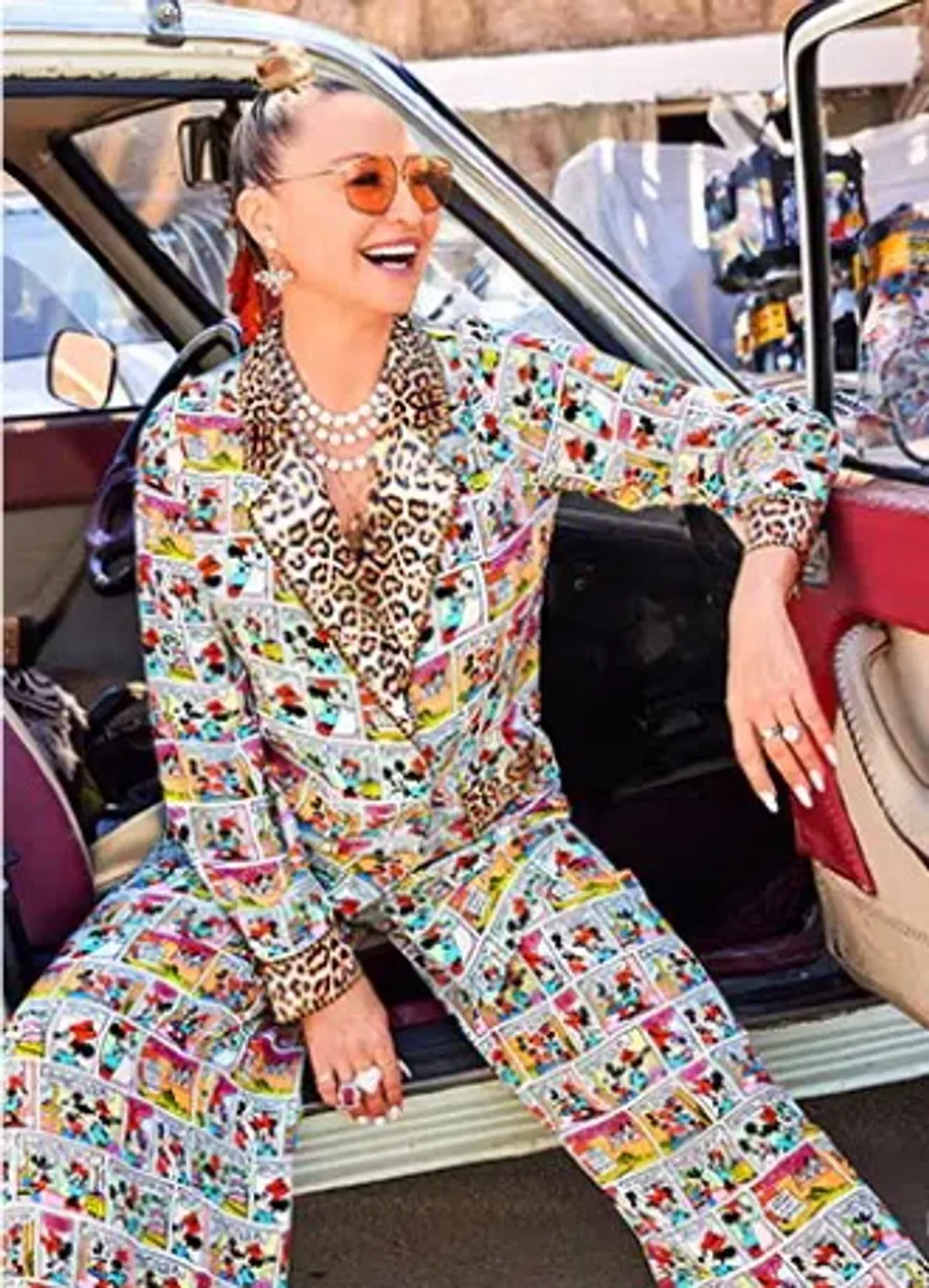 Camilla x Disney Silk Mickey Comic Strip Wide Leg Pants ONLY size S for rent on The Volte - main image