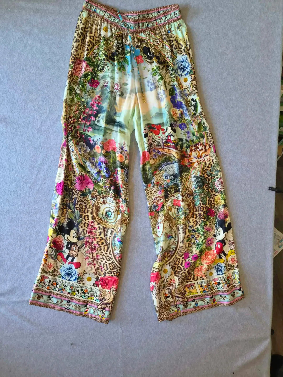 Camilla x Disney Mickey Takes A Trip Silk Wide Leg Pants Size S for rent on The Volte - main image