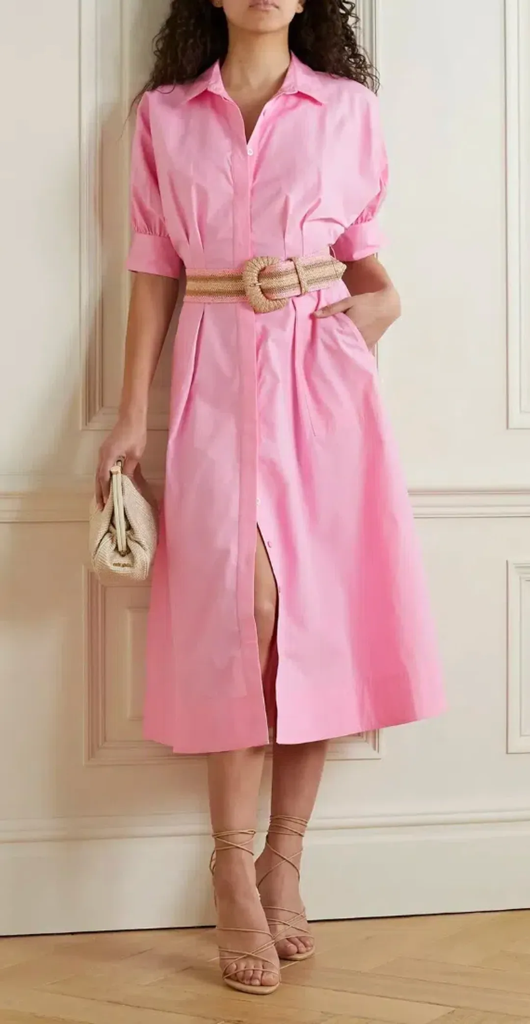 Rebecca Vallance Sommer Pink Midi Dress – Size 10 for rent on The Volte - main image