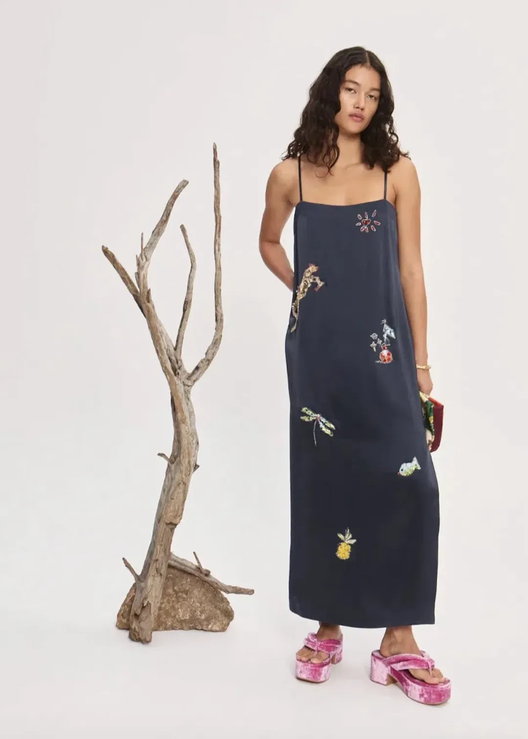 ALEMAIS Fontaine Slip Midi Dress Navy Size 8 AU for rent on The Volte - main image