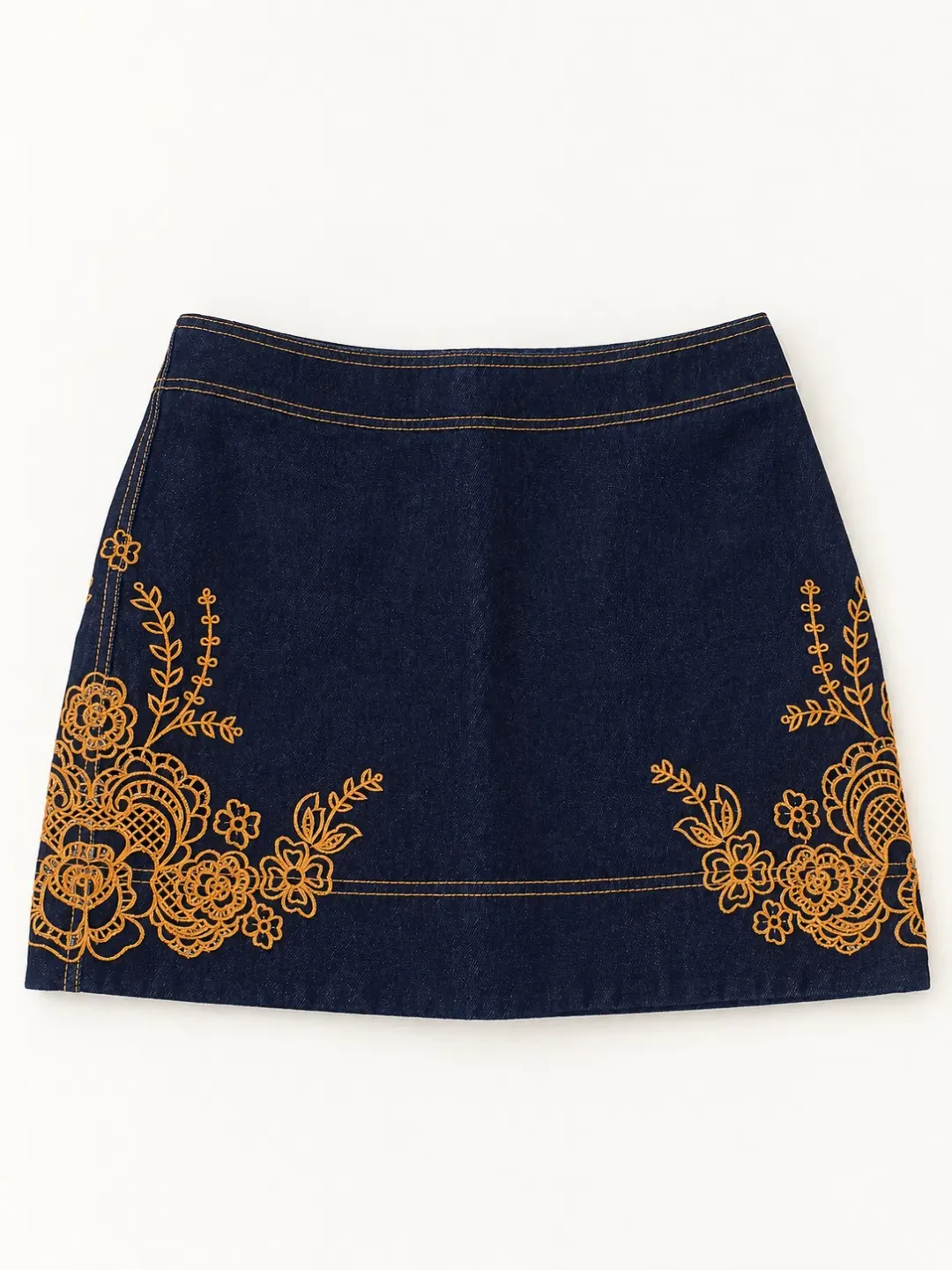 AJE Embroidered Denim Set | Skirt 10, Top 6 for rent on The Volte - main image