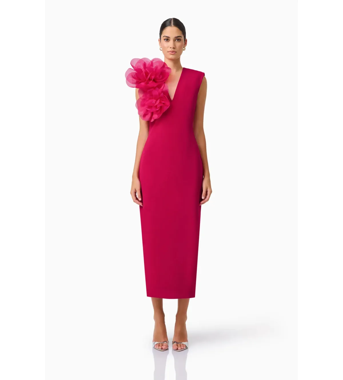 Elliatt Verdessa V-Neck Maxi Dress in Raspberry Pink Size M /AU 10 for rent on The Volte - main image