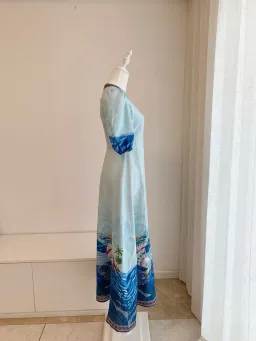 ALEMAIS Island Exclusive Midi Dress Blue Print Size 10 AU for rent on The Volte - image 10