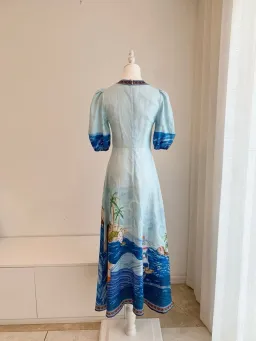 ALEMAIS Island Exclusive Midi Dress Blue Print Size 10 AU for rent on The Volte - image 9