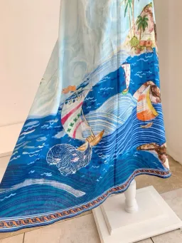 ALEMAIS Island Exclusive Midi Dress Blue Print Size 10 AU for rent on The Volte - image 12