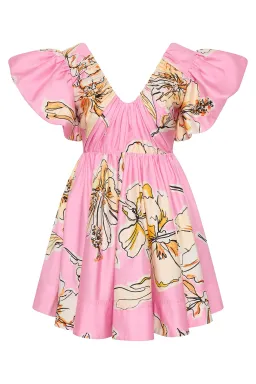 AJE Gretta Bow Back Mini Dress Pink Hibiscus Size 8 for rent on The Volte - image 2