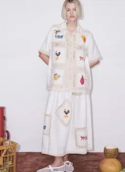 ALEMAIS Teddy Shirt & Skirt Set Cream Size 8 AU for rent on The Volte - image 1