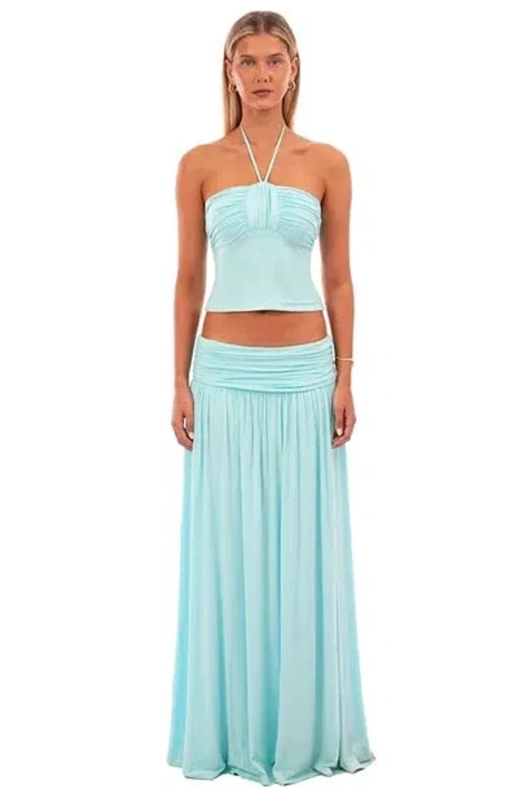 I AM DELILAH MARIELLA TOP AND SKIRT SET AQUAMARINE SIZE 8 for rent on The Volte - main image