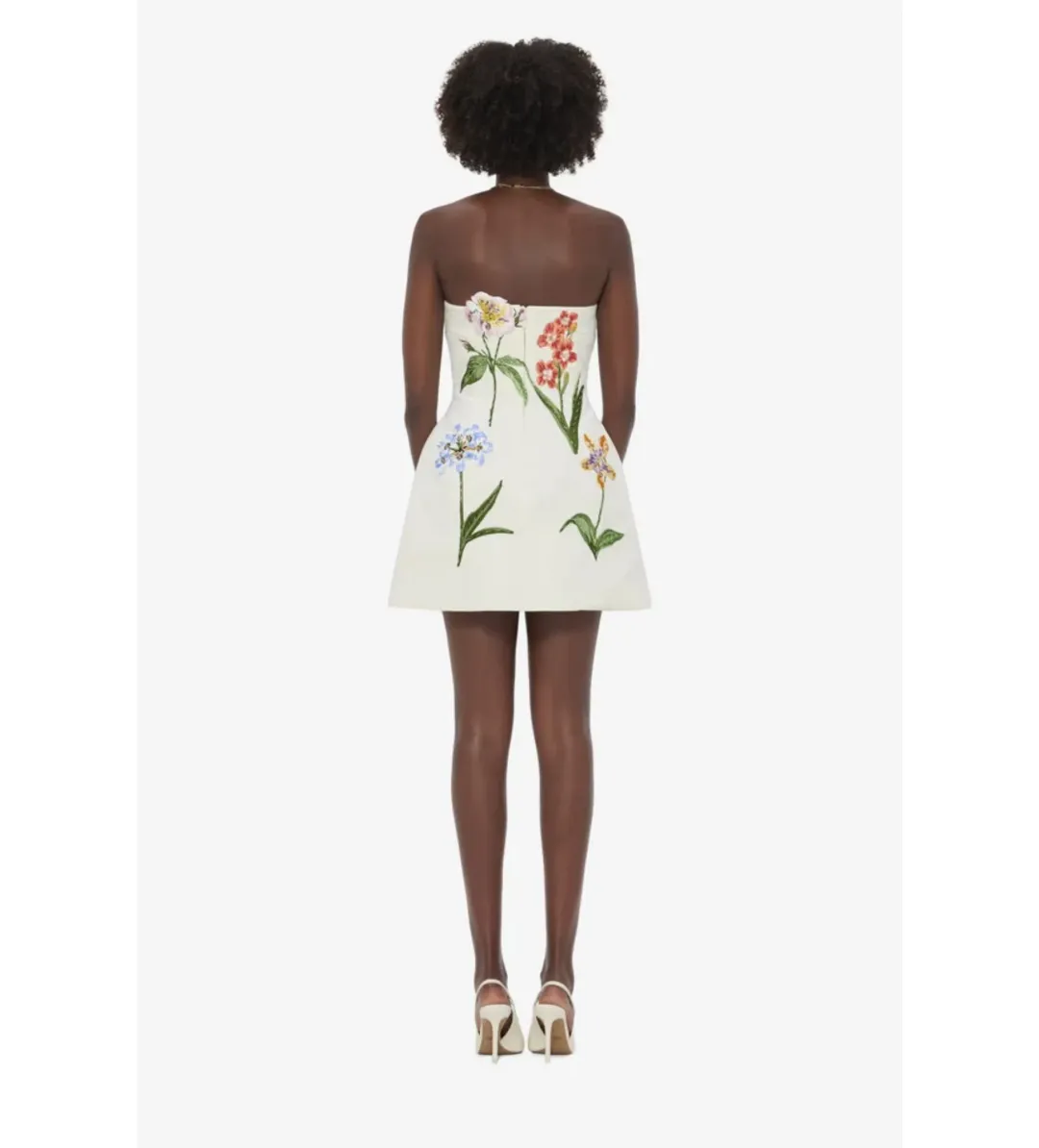 Leo Lin Rosario Velvet Mini Dress Botanical Print in Snow Size 10 for rent on The Volte - main image