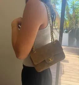Chanel Maxi Souplissimo Flap Bag Mini Beige Suede for rent on The Volte - image 3