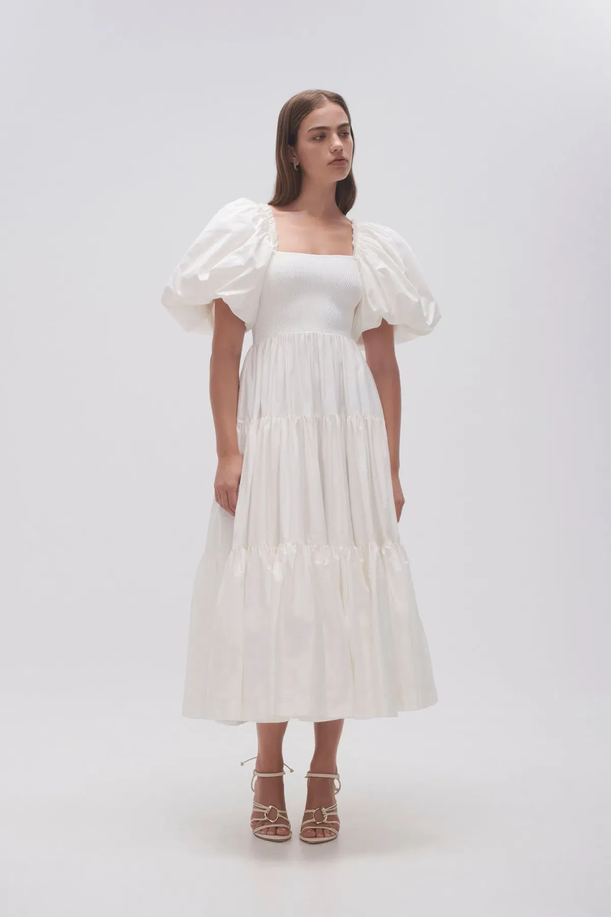 AJE Casa Puff Sleeve Midi Dress size 14 for rent on The Volte - main image
