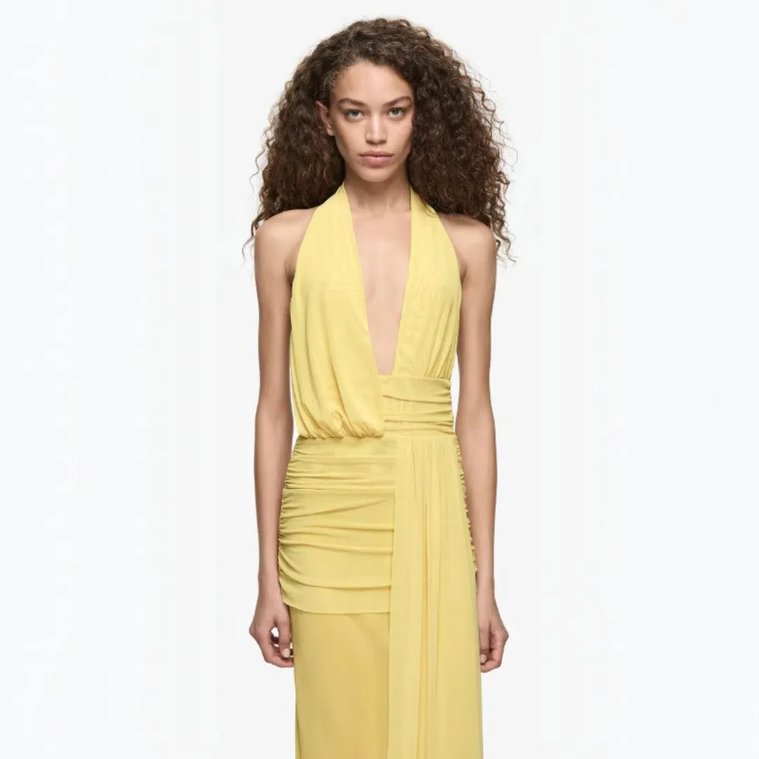 Bec & Bridge Cassis  Drape Dress In Yellow Size 8 for rent on The Volte - main image