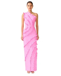 Elliatt Orelia Asymmetrical Ruffle Maxi Gown Candy Pink Size S / AU 8 for rent on The Volte - image 1
