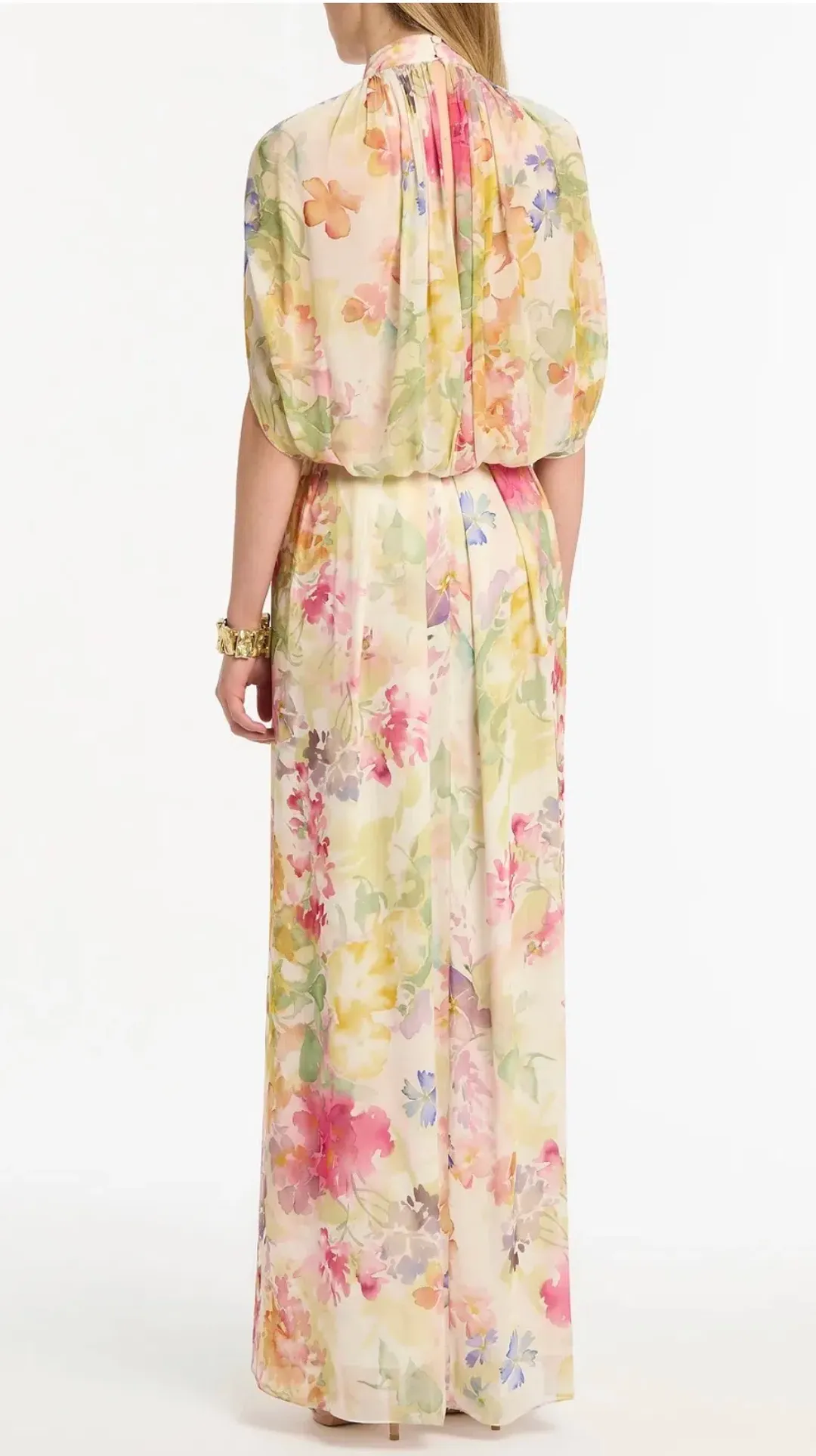 CARLA ZAMPATTI ETHEREA BLOOM HALTER CAPE GOWN size 12 for rent on The Volte - main image