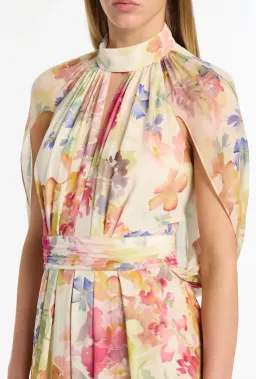 CARLA ZAMPATTI ETHEREA BLOOM HALTER CAPE GOWN size 12 for rent on The Volte - image 3