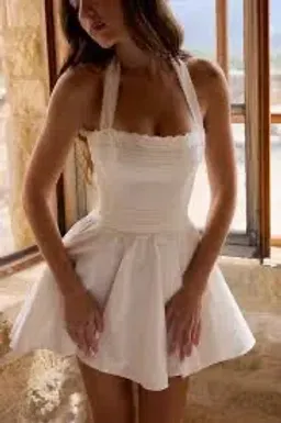 House of CB White Broderie Halter Mini Dress for rent on The Volte - image 1