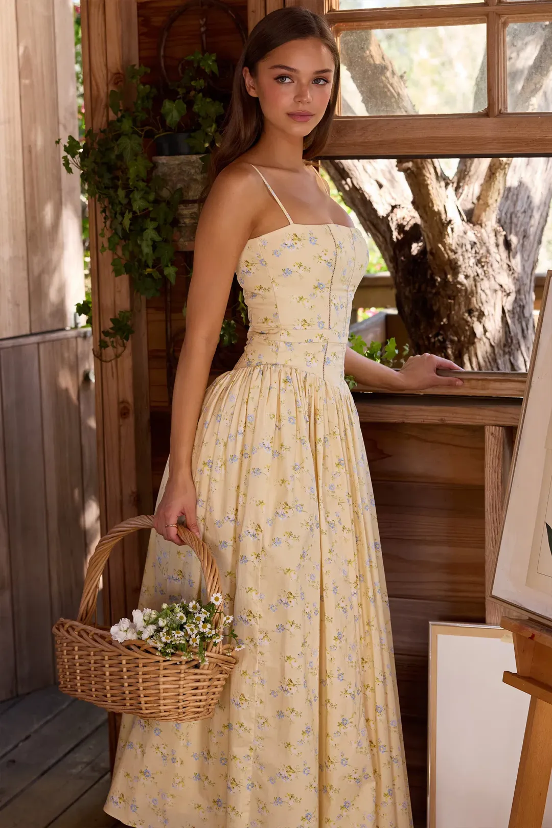 House of CB Ysabella Maxi in Floral Lemon Size S/AU 8 for rent on The Volte - main image