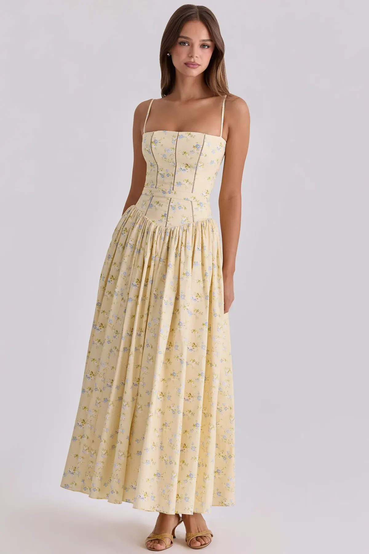 House of CB Ysabella Maxi in Floral Lemon Size S/AU 8 for rent on The Volte - main image