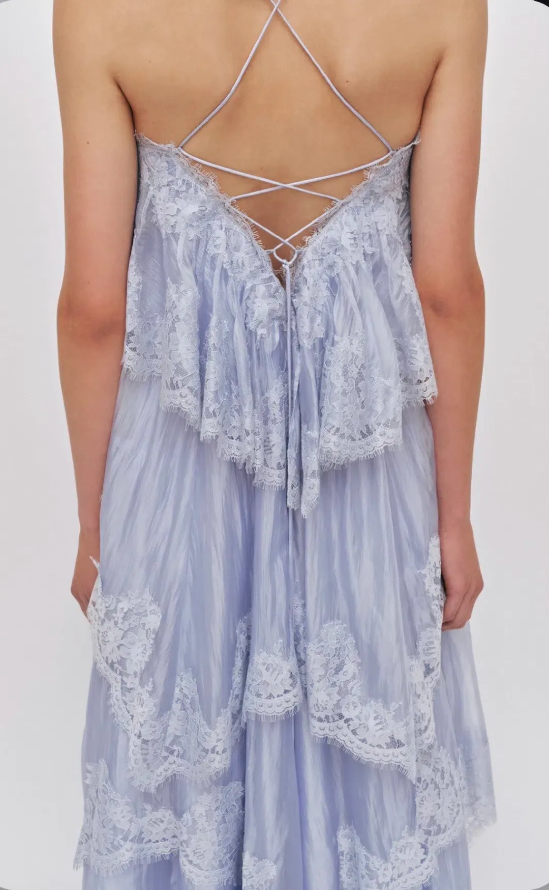 AJE - Ophelia Lace Gown in French Blue Size 4 (oversized) for rent on The Volte - main image