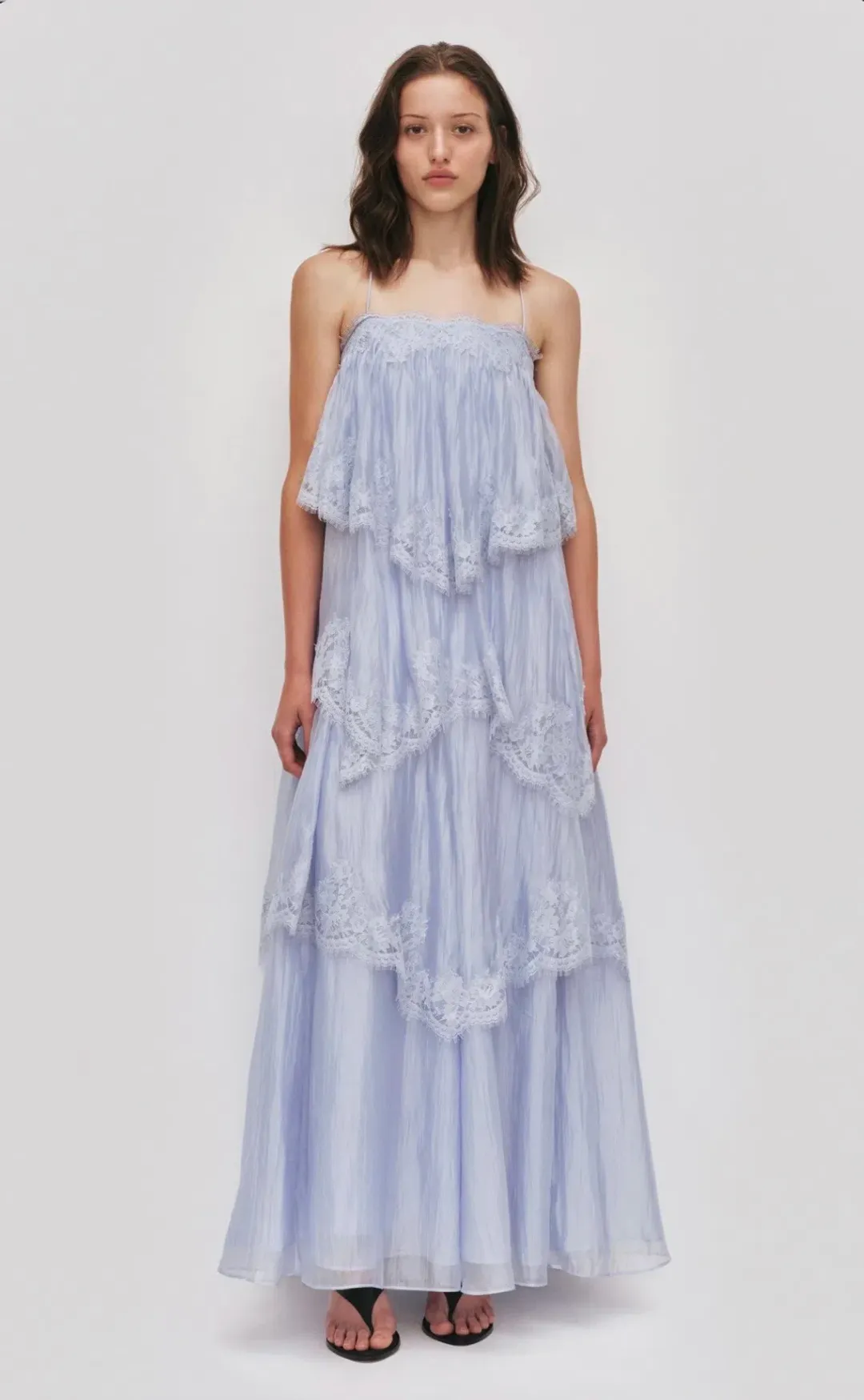 AJE - Ophelia Lace Gown in French Blue Size 4 (oversized) for rent on The Volte - main image
