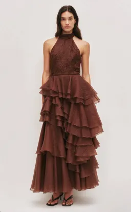 AJE - Fayette Gown in Dark Chocolate Size 6 for rent on The Volte - image 1
