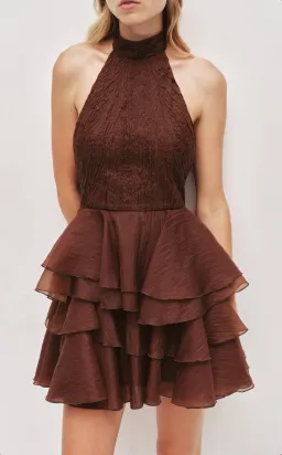 AJE - Fayette Mini Dress in Dark Chocolate Size 10 for rent on The Volte - image 1