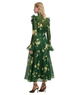 Leo Lin Katrina Butterfly Sleeve Midi Dress Forest Print Size 14 for rent on The Volte - image 4