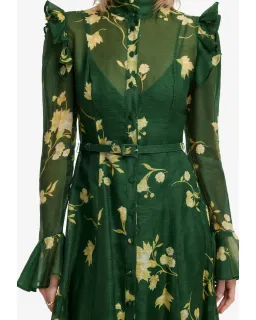 Leo Lin Katrina Butterfly Sleeve Midi Dress Forest Print Size 14 for rent on The Volte - image 5