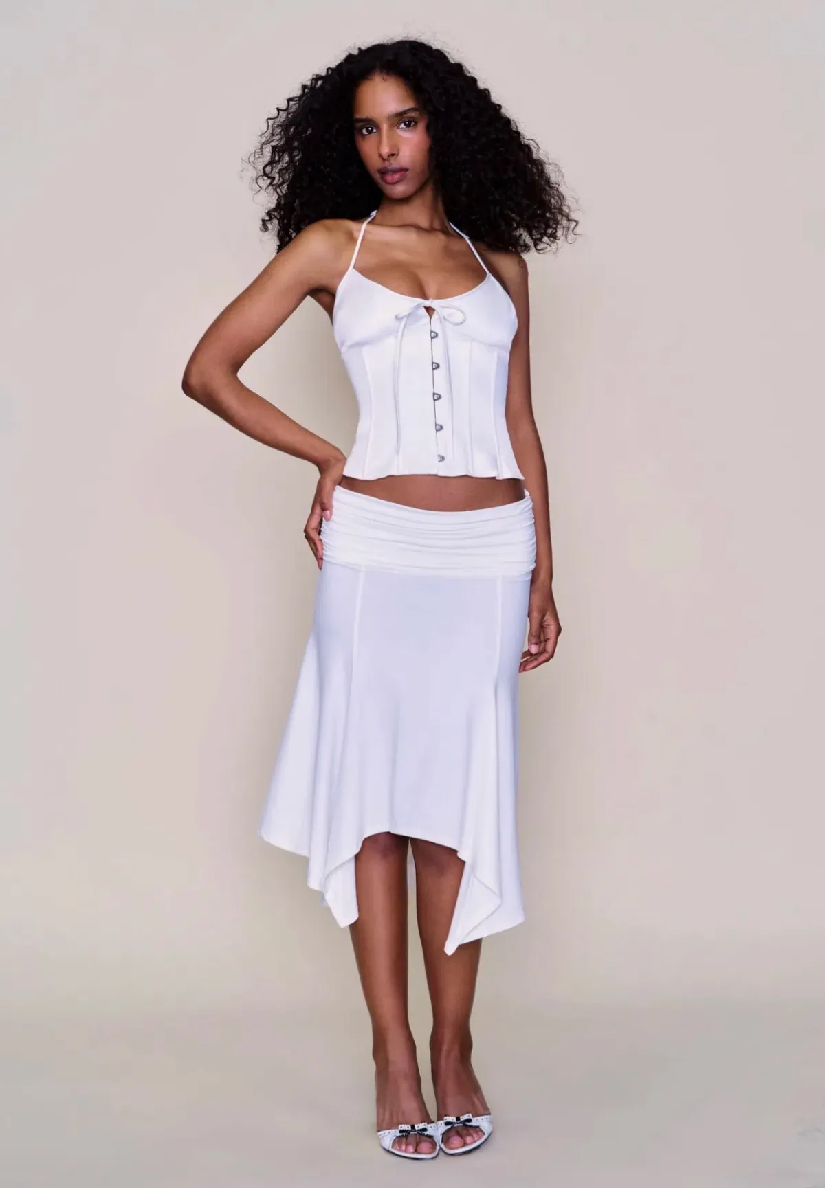 Danielle Guizo Marini & Soffiano Skirt Size S in White for rent on The Volte - main image