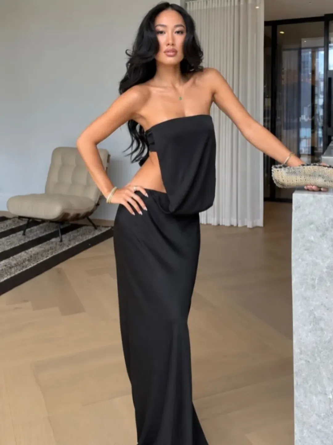 Bec + Bridge Renee Strapless Maxi Dress in Black Size S for rent on The Volte - main image