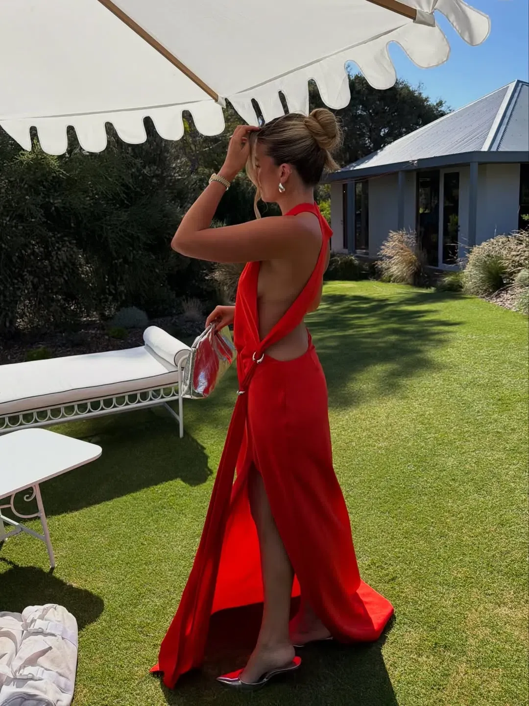 Misha / Harlow Satin Dress / Chilli Red / Size S/8 for rent on The Volte - main image
