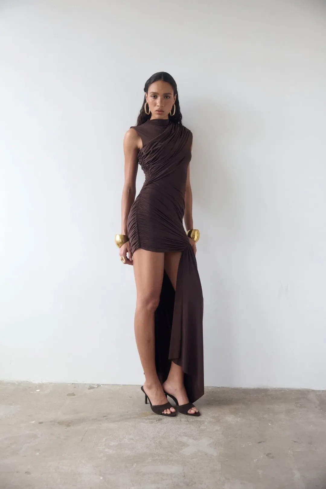 De La Vali - Ravenna Mini Dress, Chocolate 8 for rent on The Volte - main image